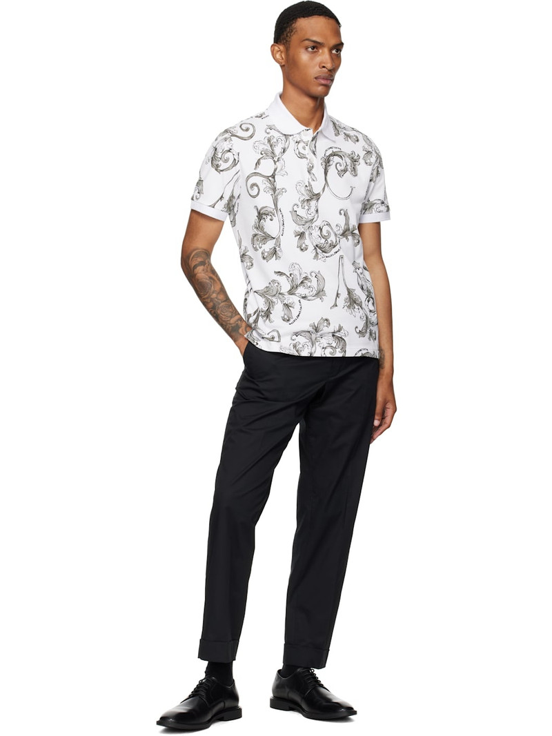 VERSACE JEANS COUTURE White & Gray Outline Barocco Polo outlook