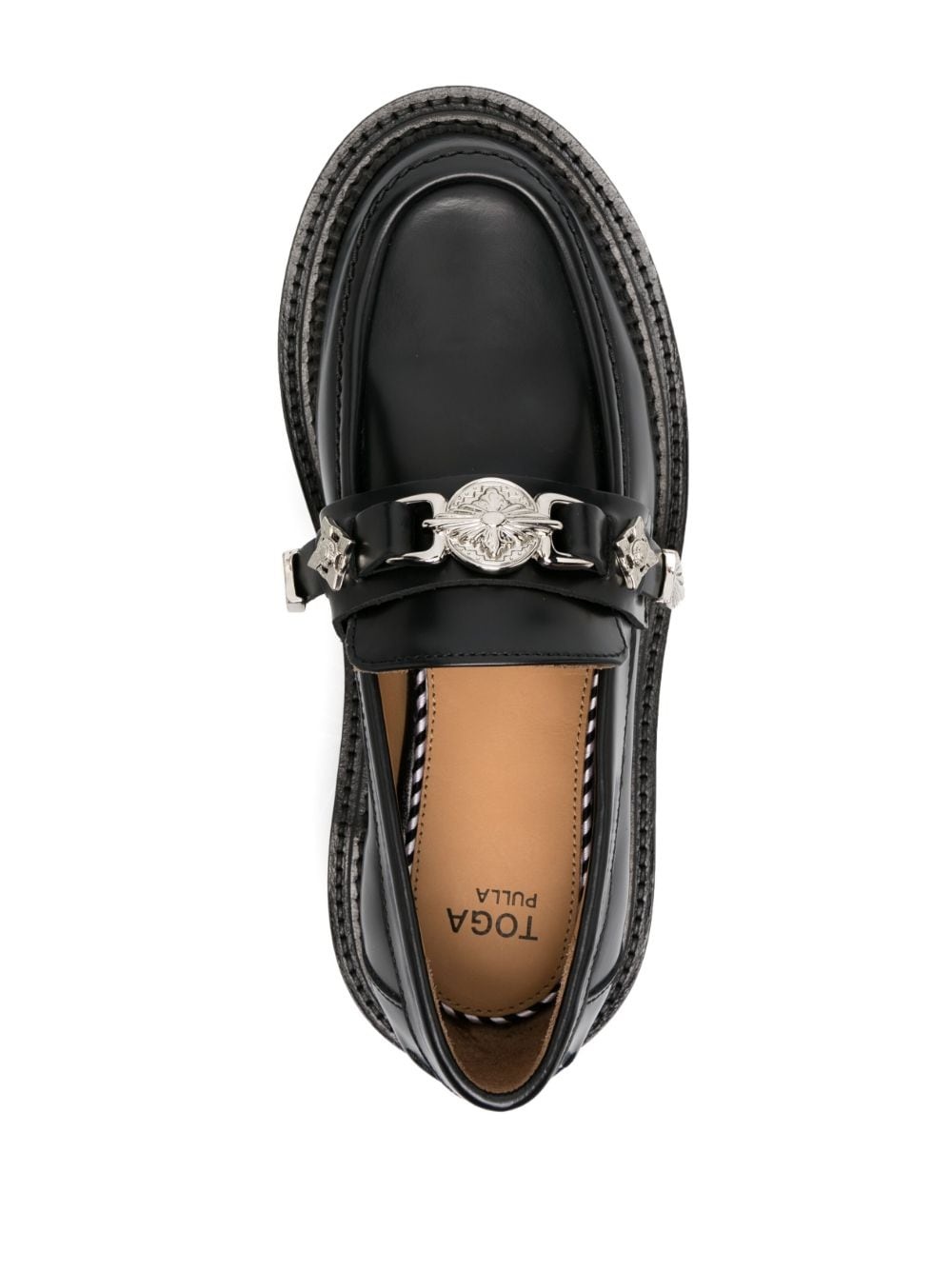 stud-embellished leather loafers - 4
