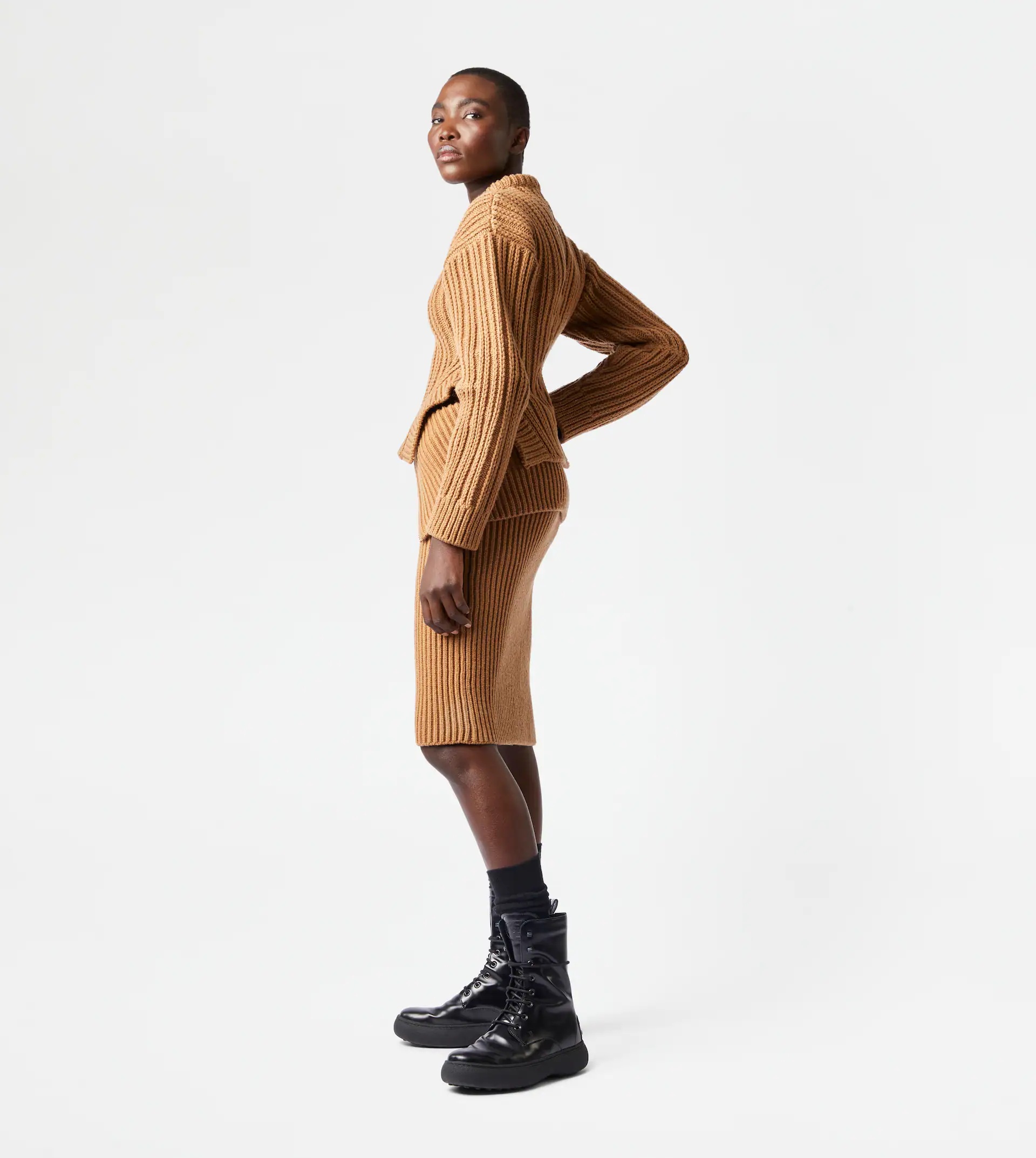 CASHMERE BLEND ROUND NECK JUMPER - BROWN - 4