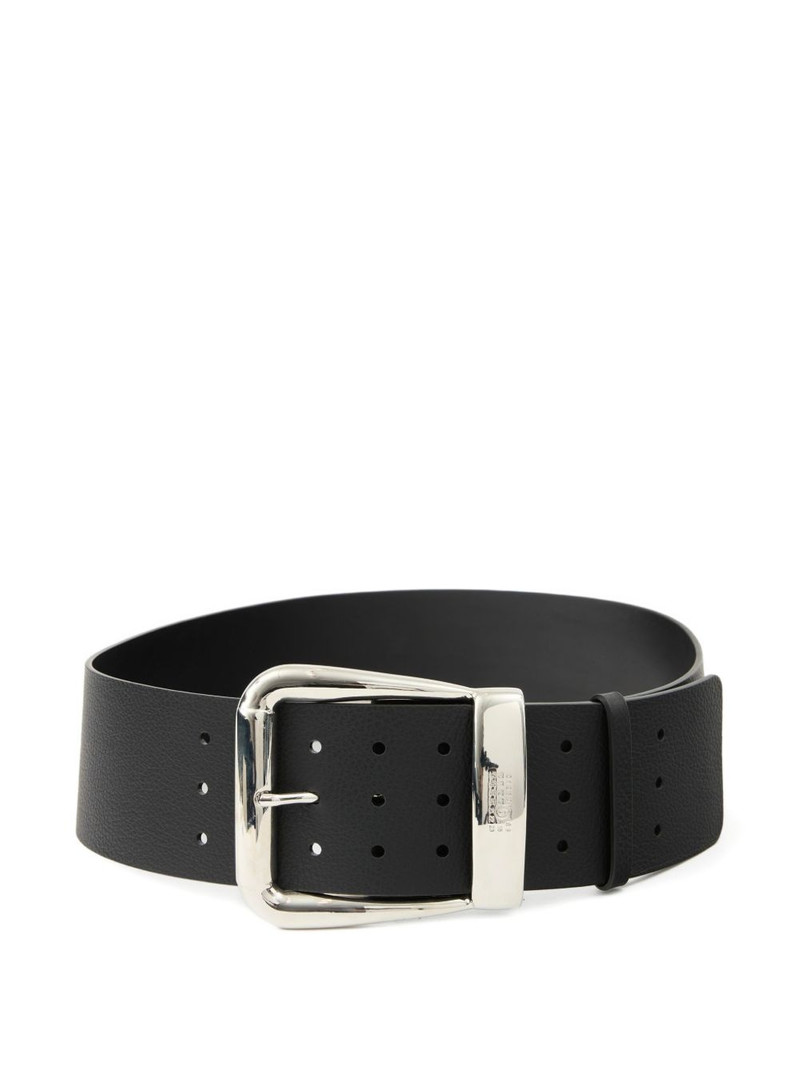 logo-engraved leather belt 1