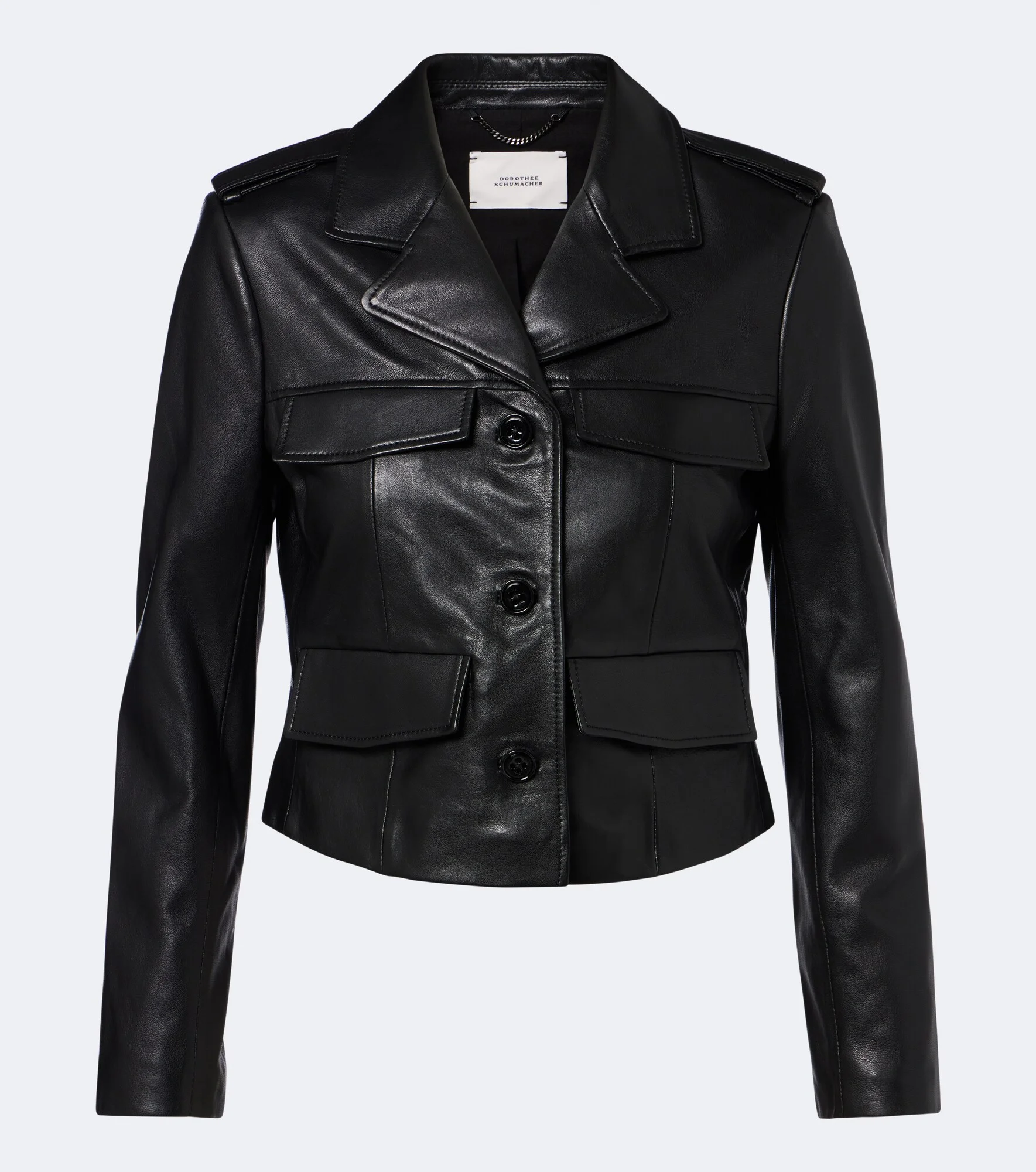 Cropped leather jacket - 1