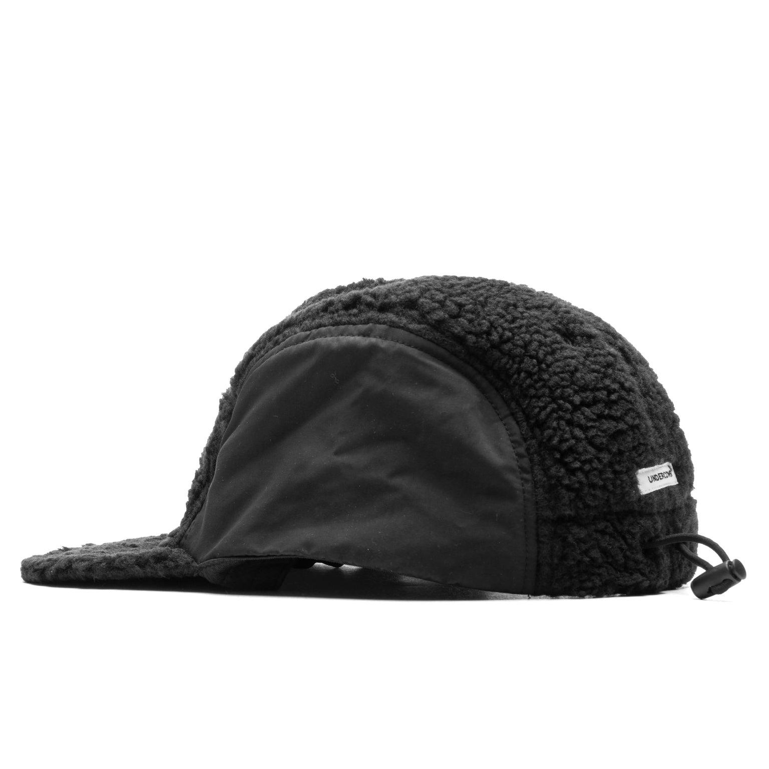 FLEECE AND NYLON CAP - BLACK - 4