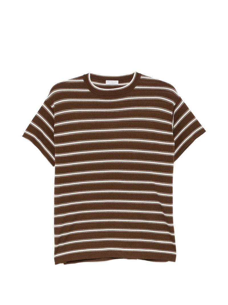 Brunello Cucinelli Striped Crew Neck T-shirt 1