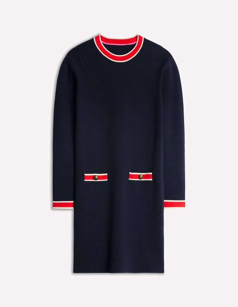 Holly Knitted Shift Dress-Navy 1