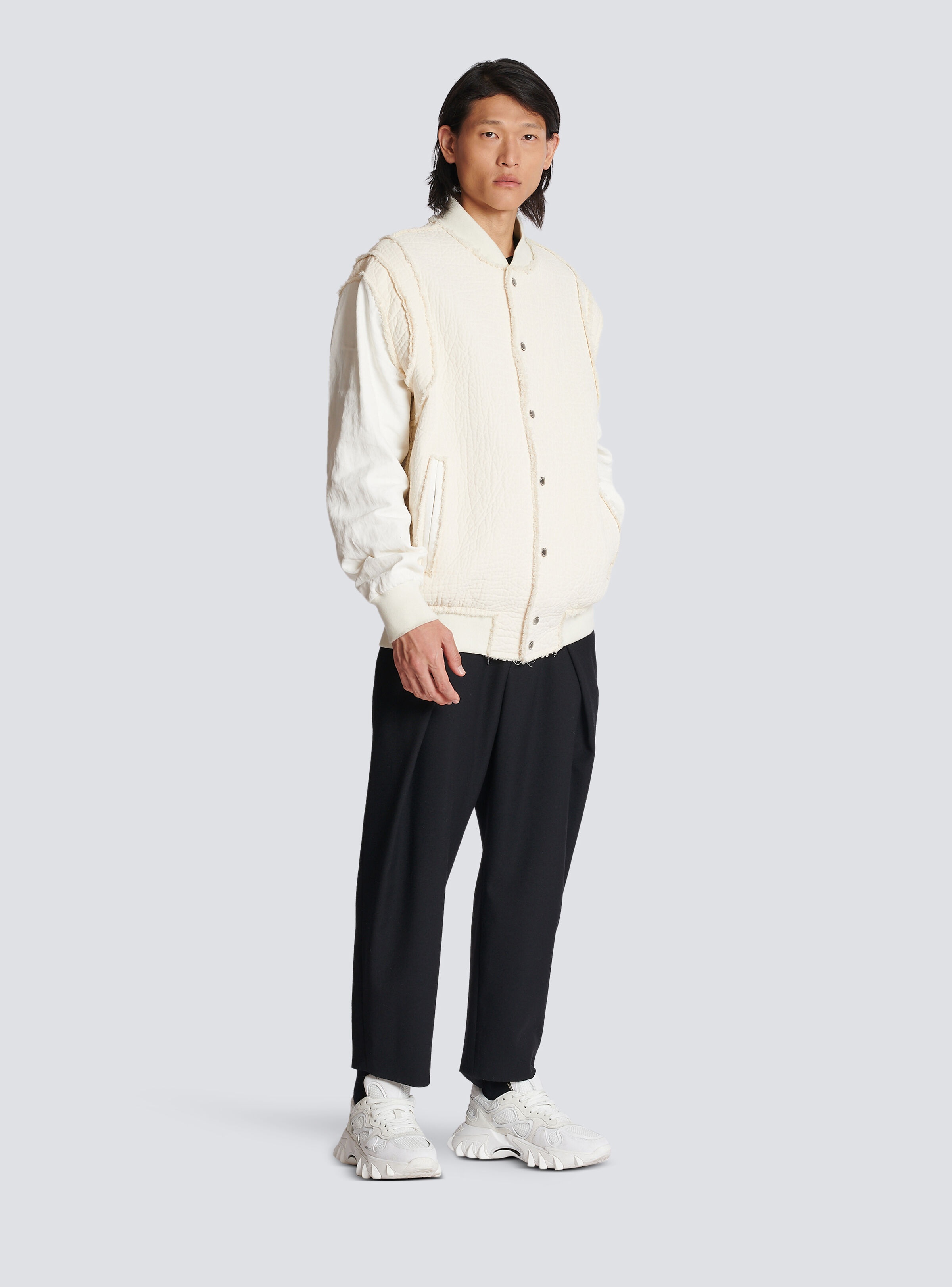 Textured cotton bomber jacket - 3