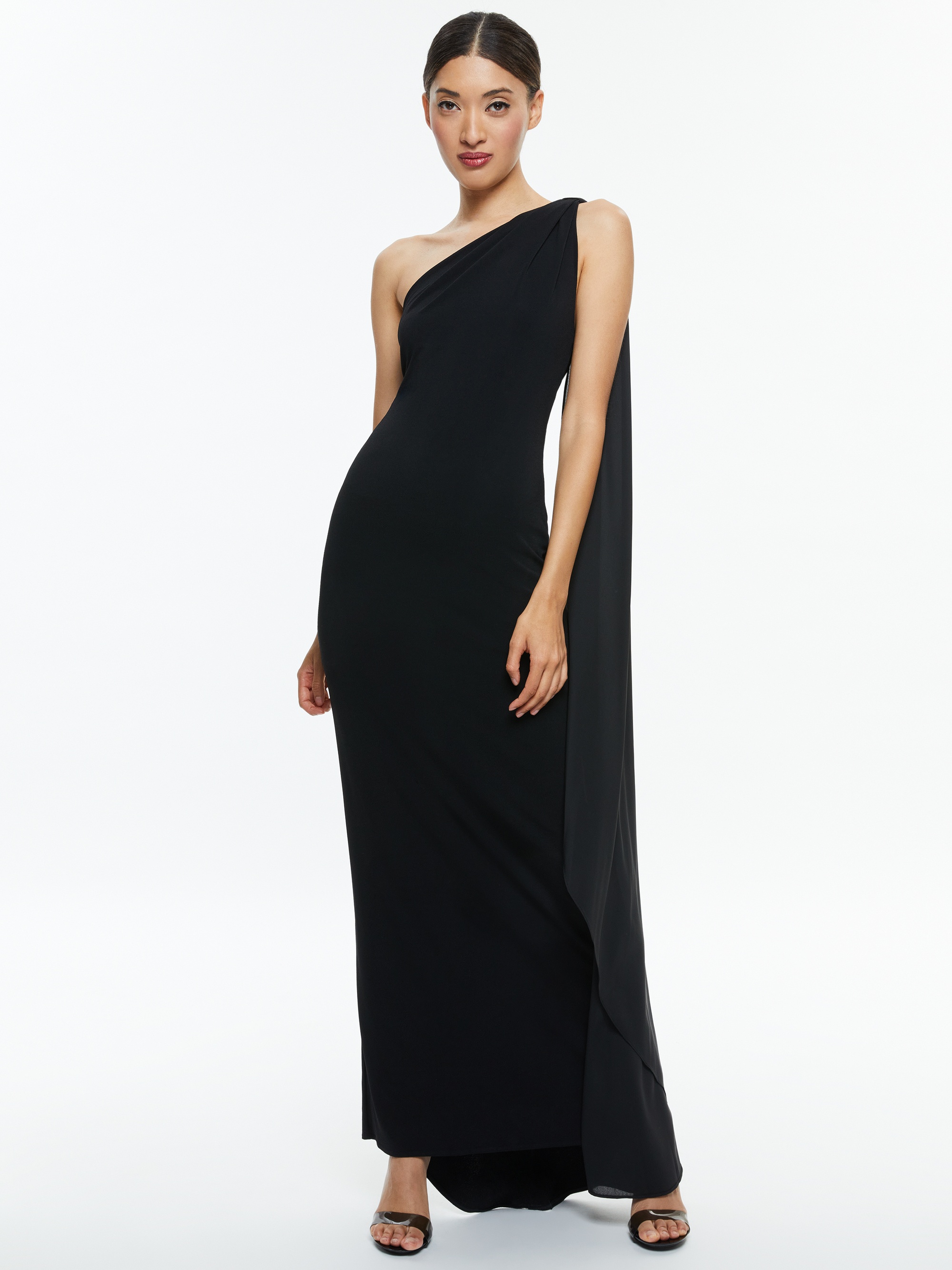 Alice + Olivia ANJA ONE SHOULDER DRAPED MAXI DRESS | REVERSIBLE