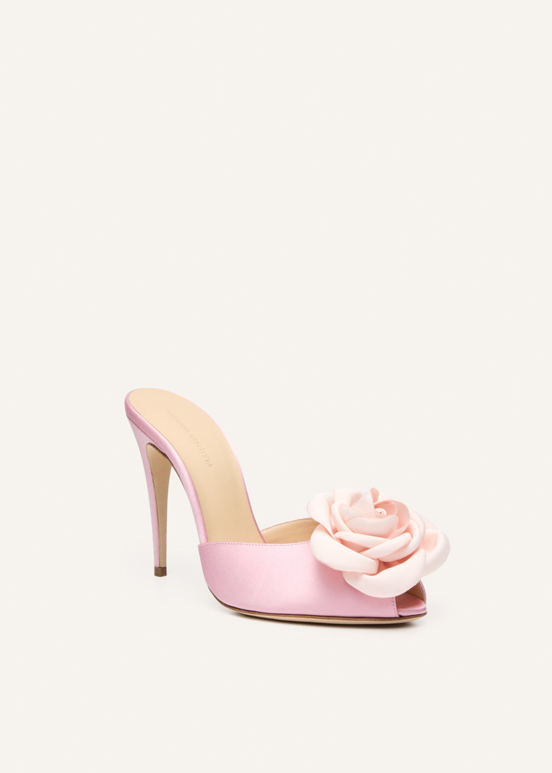 MAGDA BUTRYM Flower peep toe mules in pink satin outlook