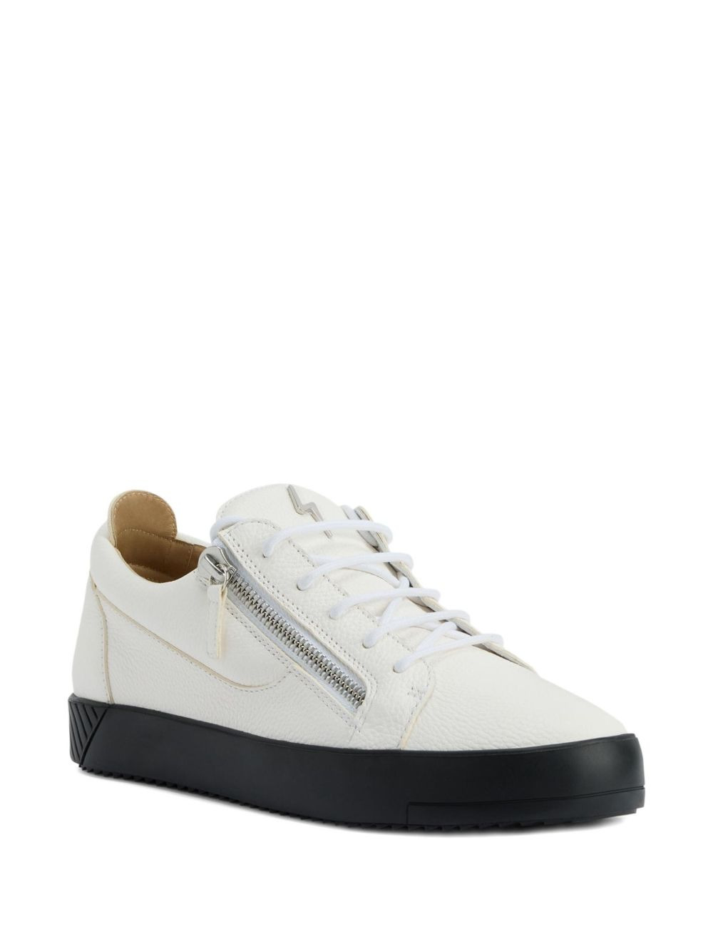 zip-detail leather low-top sneakers - 2