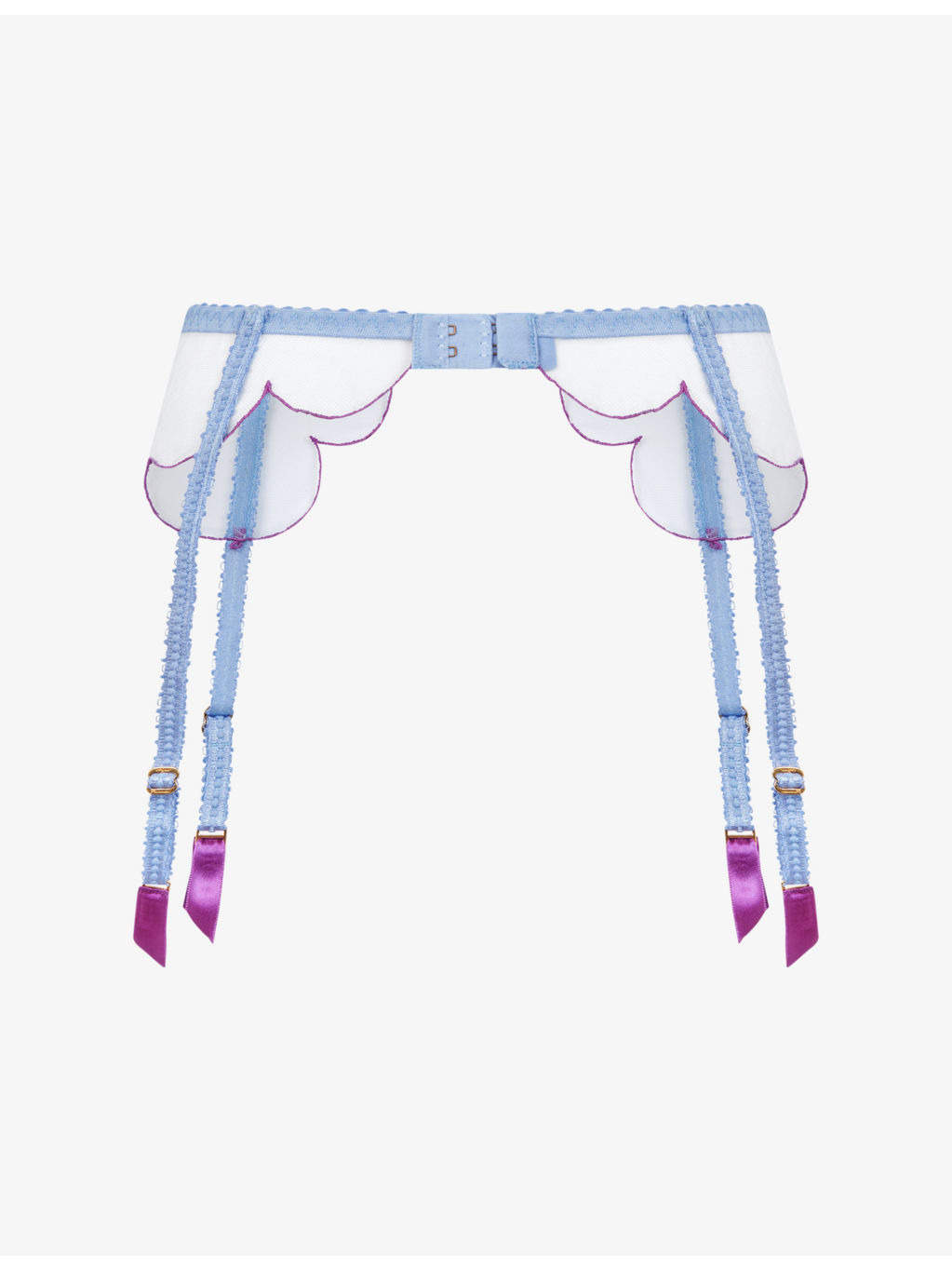 Lorna Bow-Embellished Mesh Suspender Belt - 2