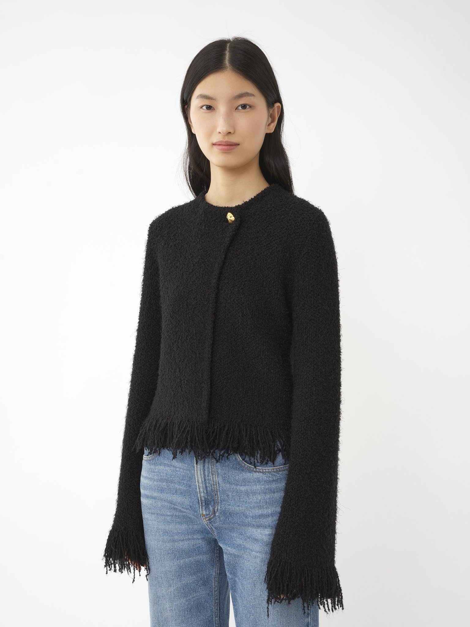 COLLARLESS SHORT FITTED JACKET - 4