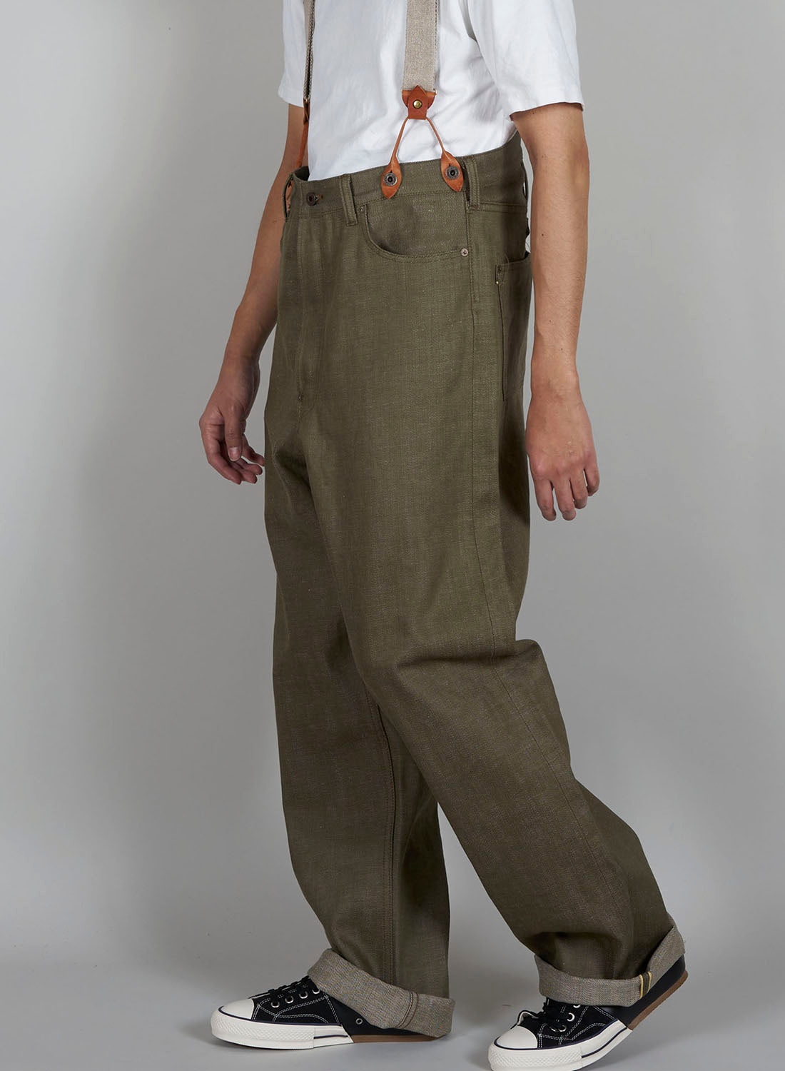 Railman Denim Pant in Green - 3