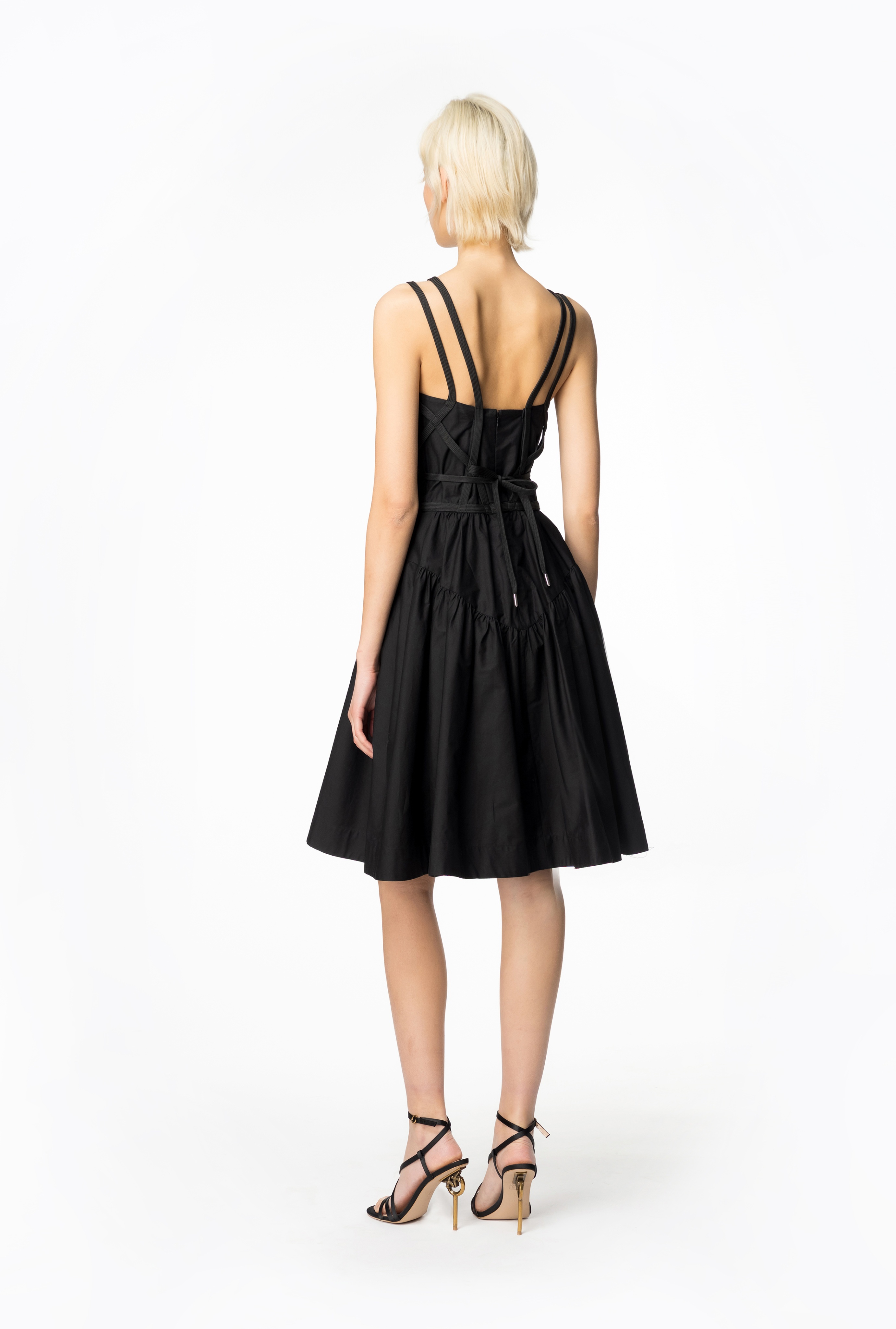 POPLIN DRESS WITH BUSTIER LACING - 4