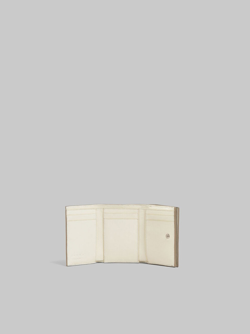 TAUPE LEATHER TRIFOLD WALLET WITH RAISED MARNI LOGO 2