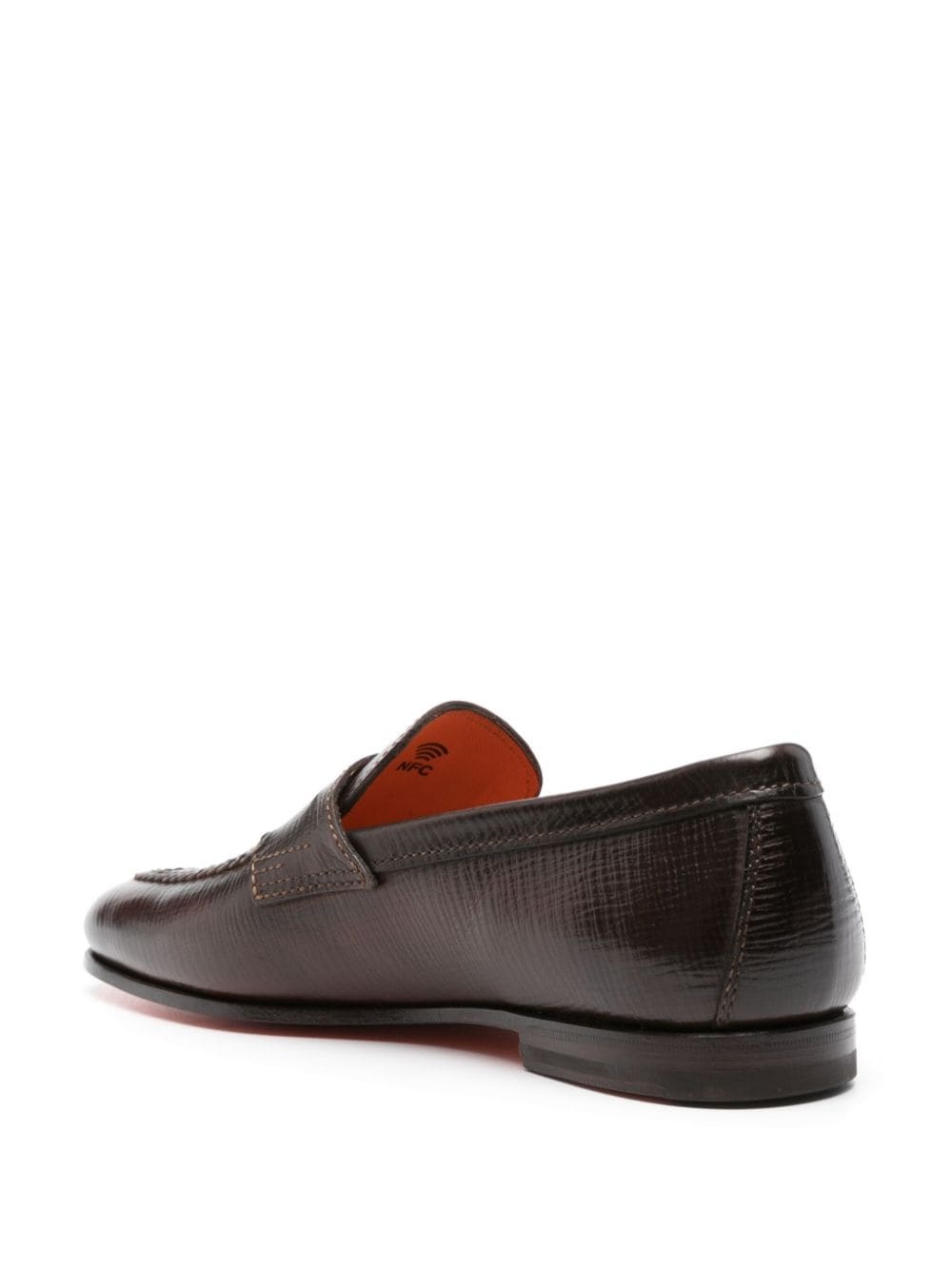 textured leather loafers - 3