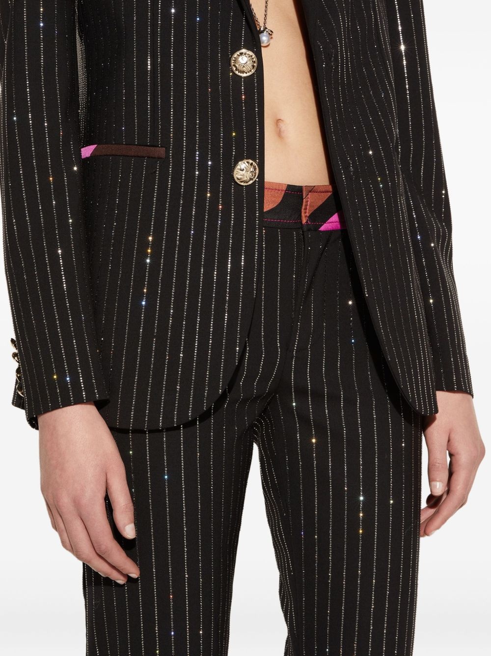 pinstripe rhinestone blazer - 5