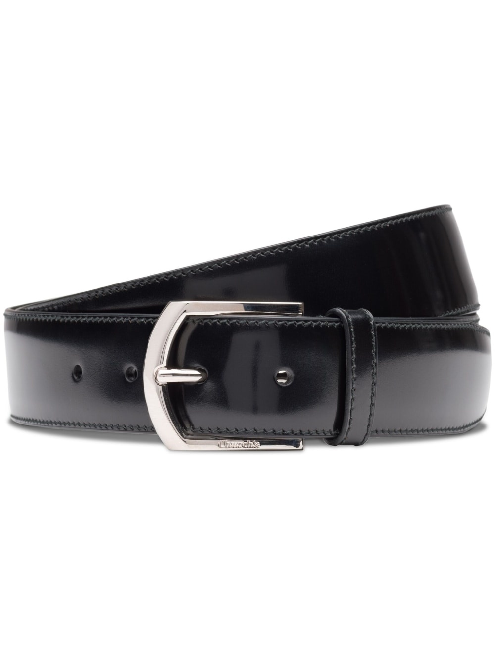 polished buckle-fastening leather belt - 1