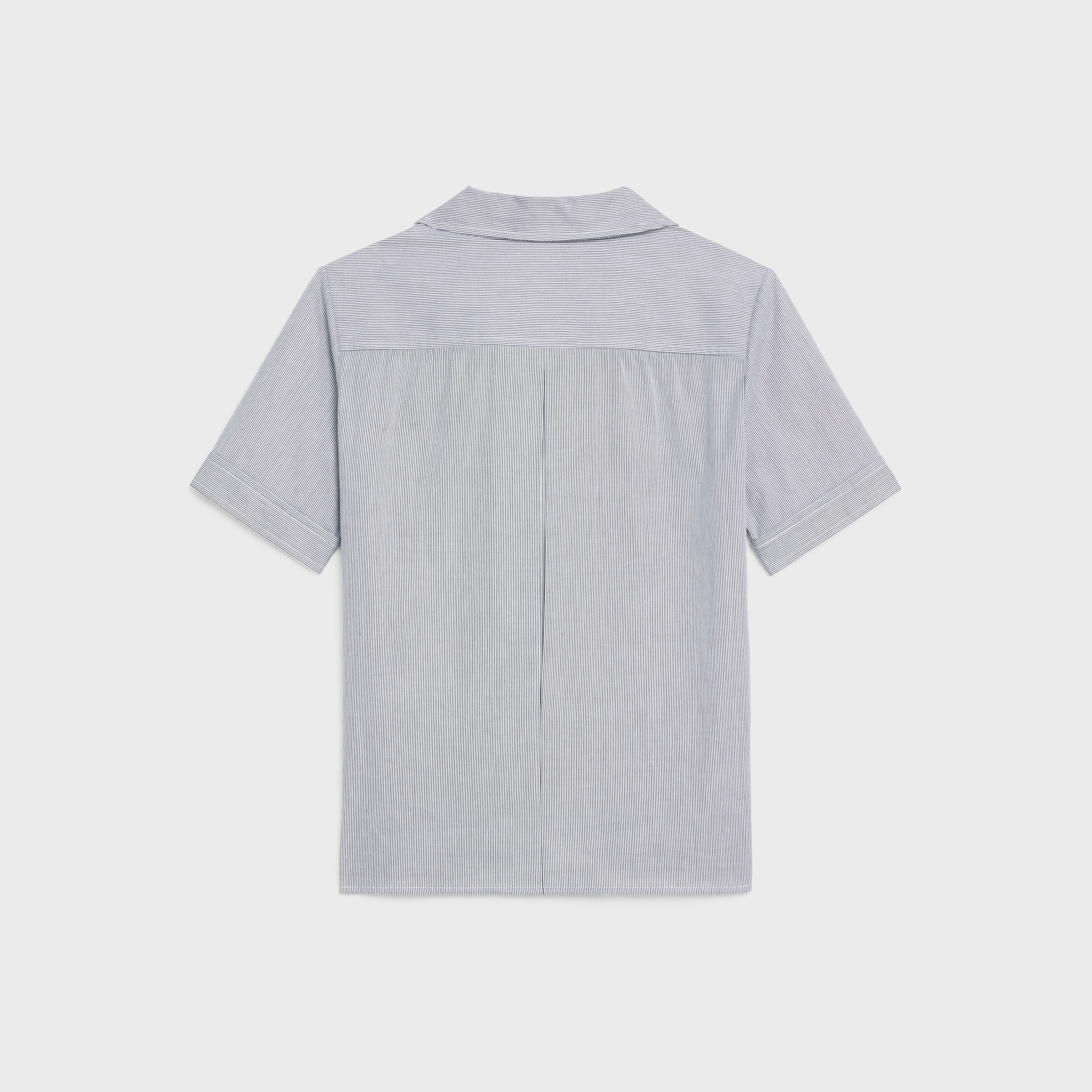 BLOUSE WITH OPEN COLLAR IN SEERSUCKER COTTON - 2