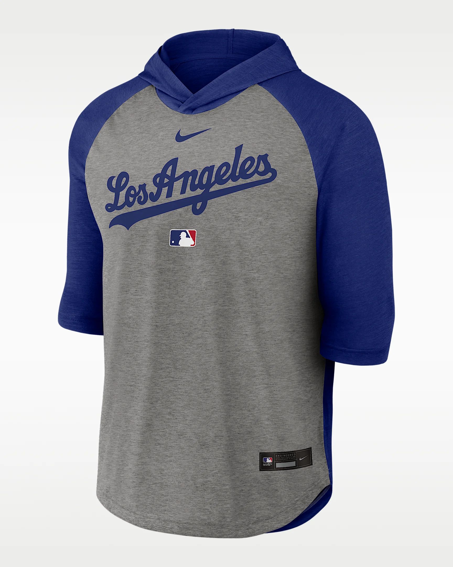 Los Angeles Dodgers Authentic Collection Flux Men's Nike Dri-FIT MLB 3/4-Sleeve Hooded T-Shirt - 1