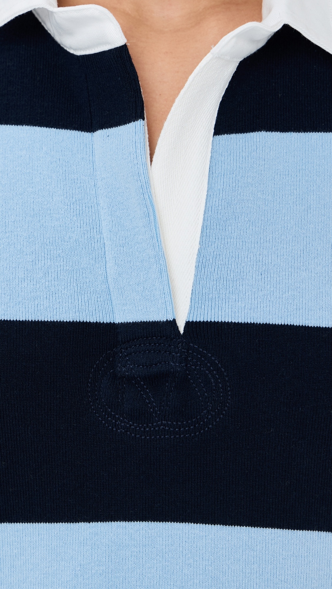 Striped Cascade Half Placket Knitted Top - 5