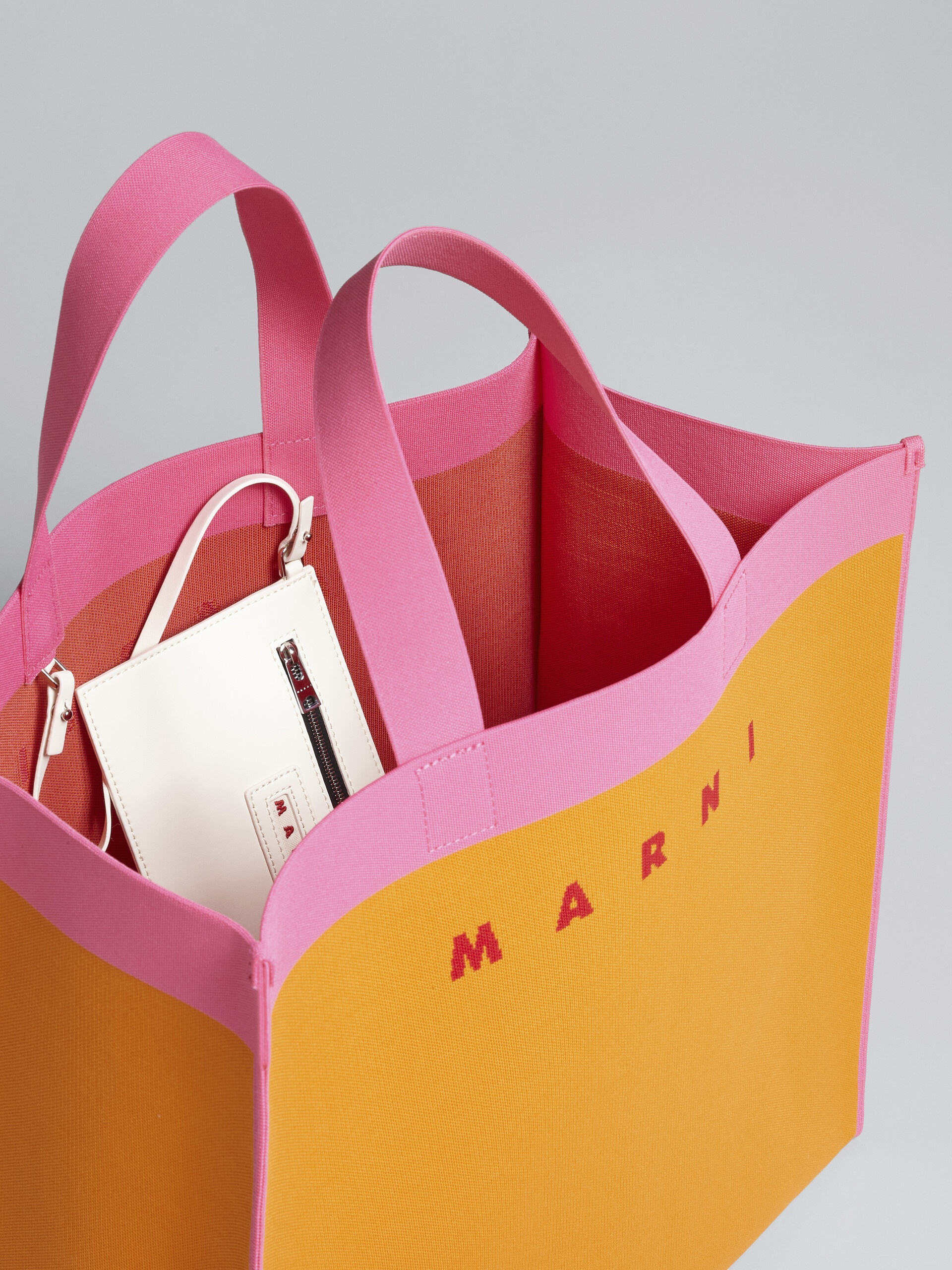 ORANGE AND PINK JACQUARD SHOPPING BAG - 4