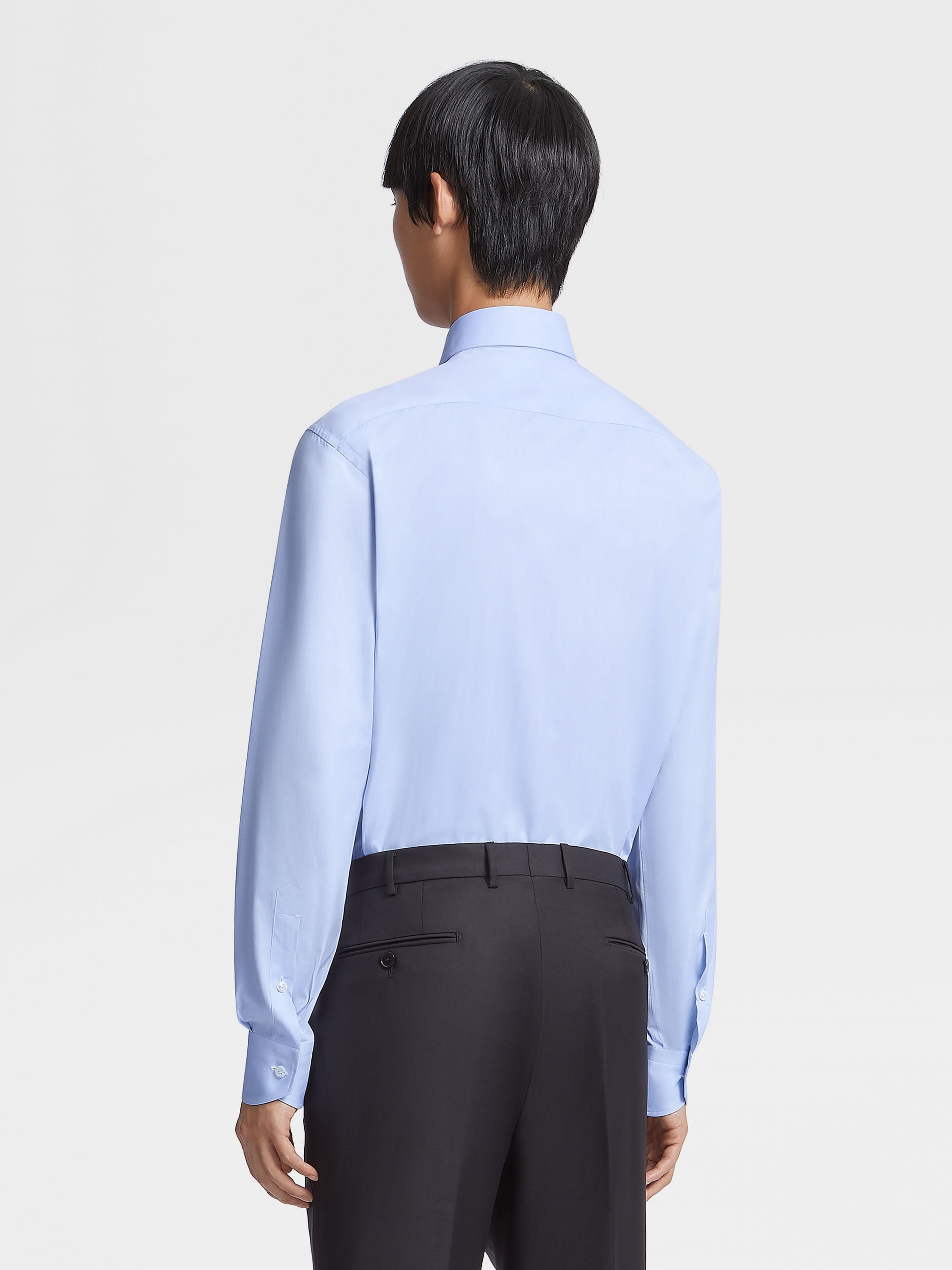 LIGHT BLUE SEA ISLAND COTTON LONG-SLEEVE TAILORING SHIRT - 4