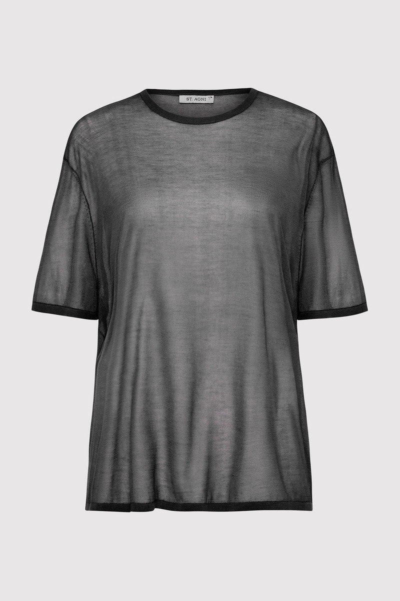 Sheer Oversized Tee - Black 1