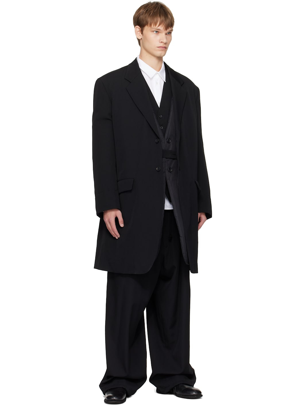 Black Wool Gabardine New Standard Wallet Trousers - 4