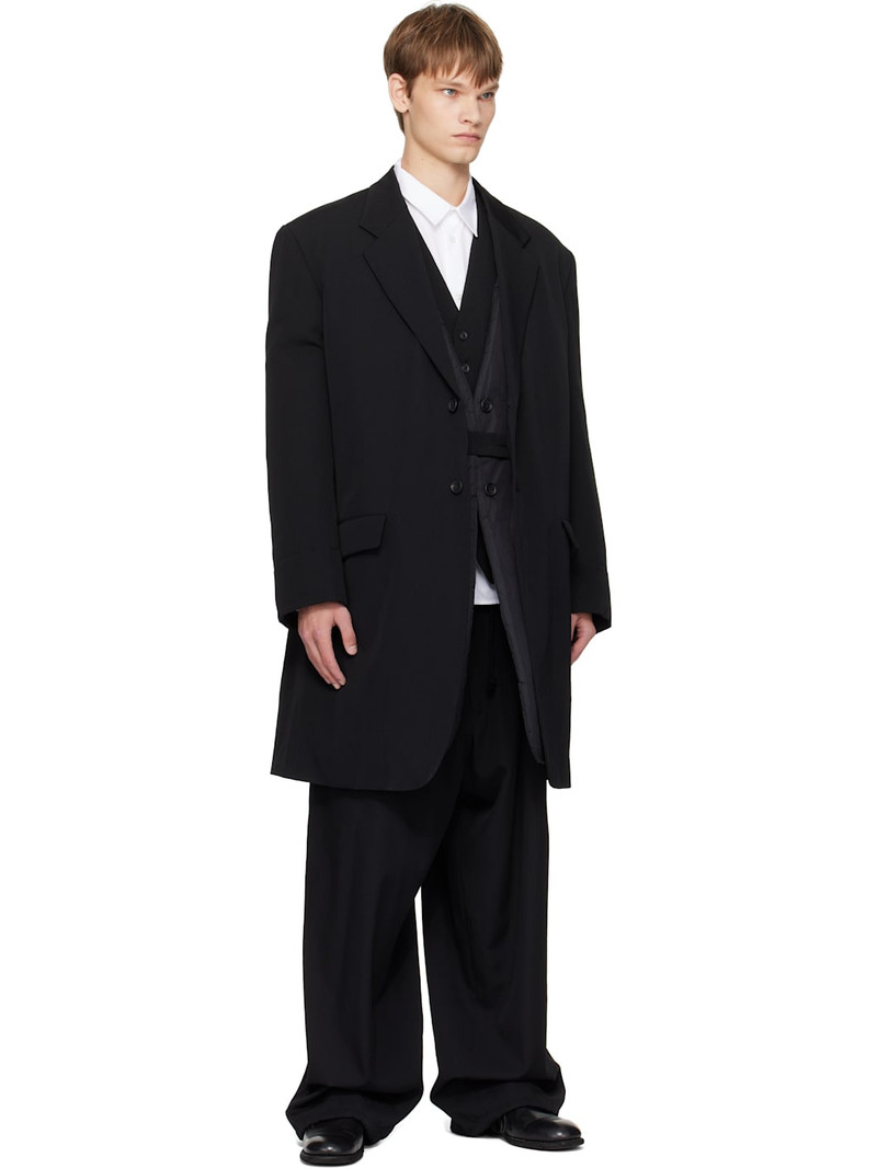 Yohji Yamamoto Black Wool Gabardine New Standard Wallet Trousers outlook