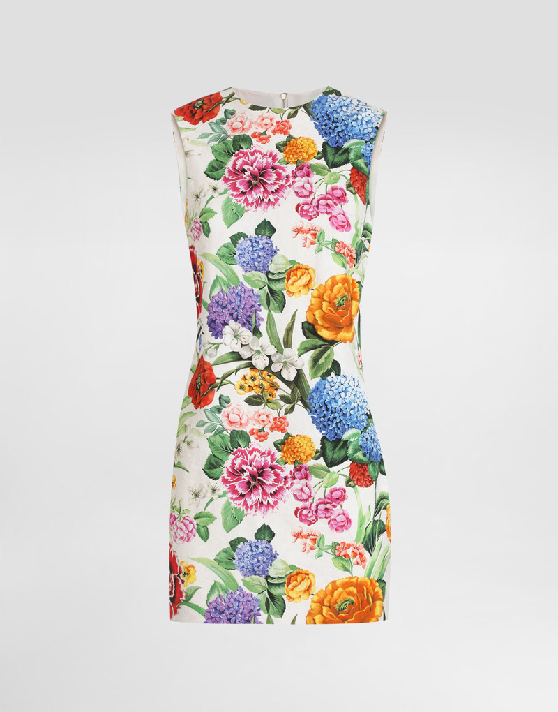 Brocade midi dress with floral print - 1
