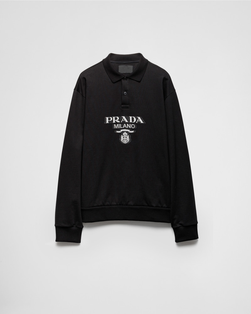 Long-sleeved cotton polo shirt 1