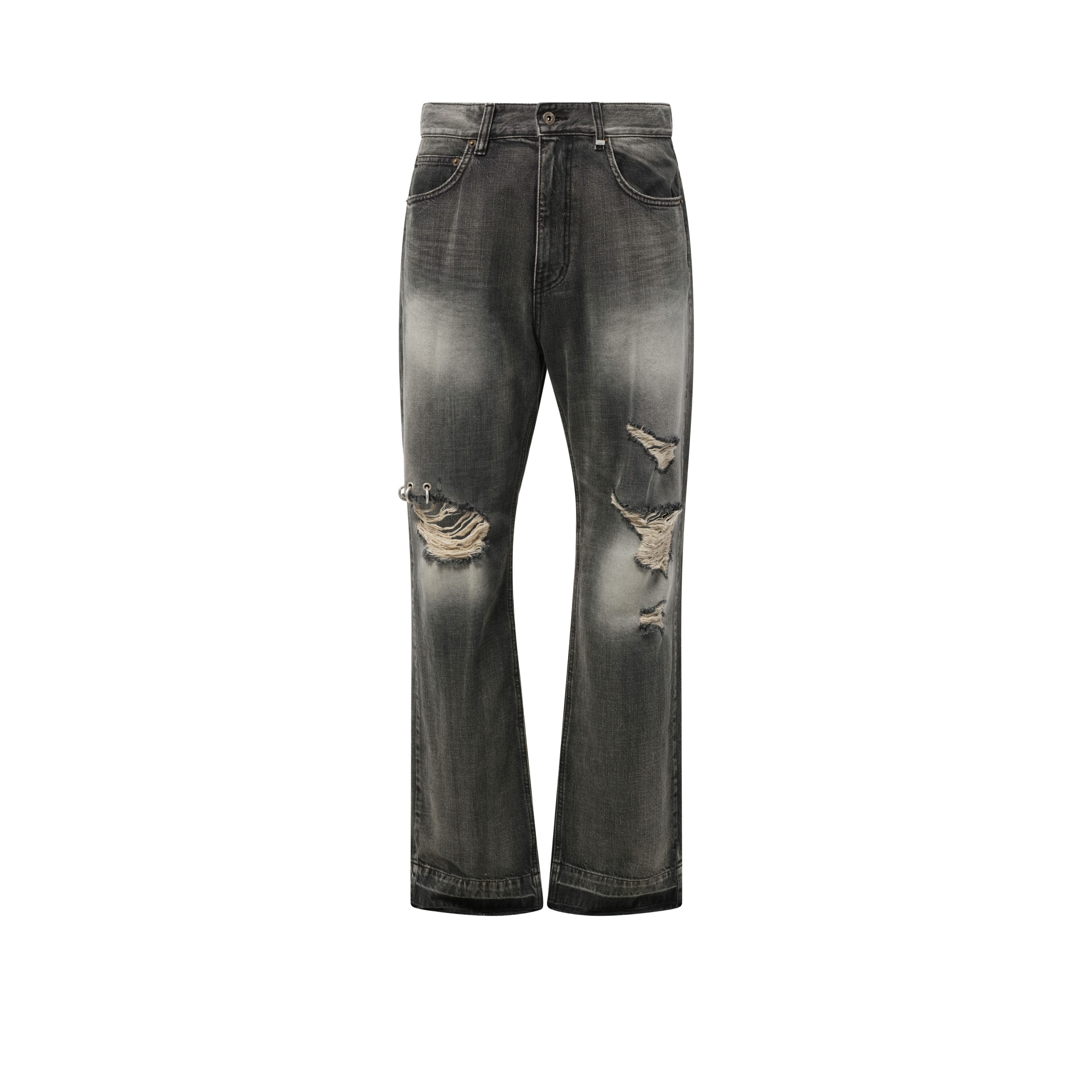Distressed Denim Trousers in Black - 2