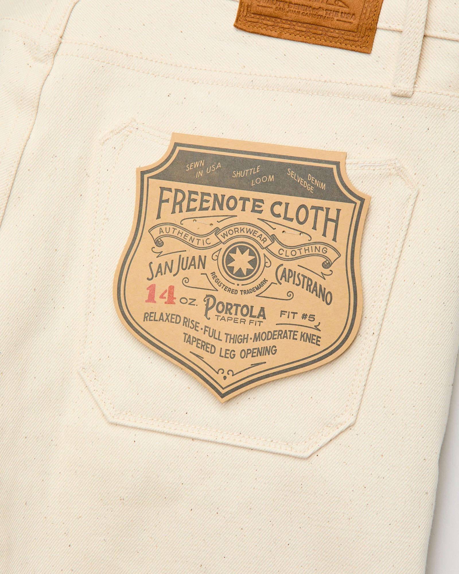 "Portola" 14oz Ecru Selvedge Denim - Tapered Fit - 5