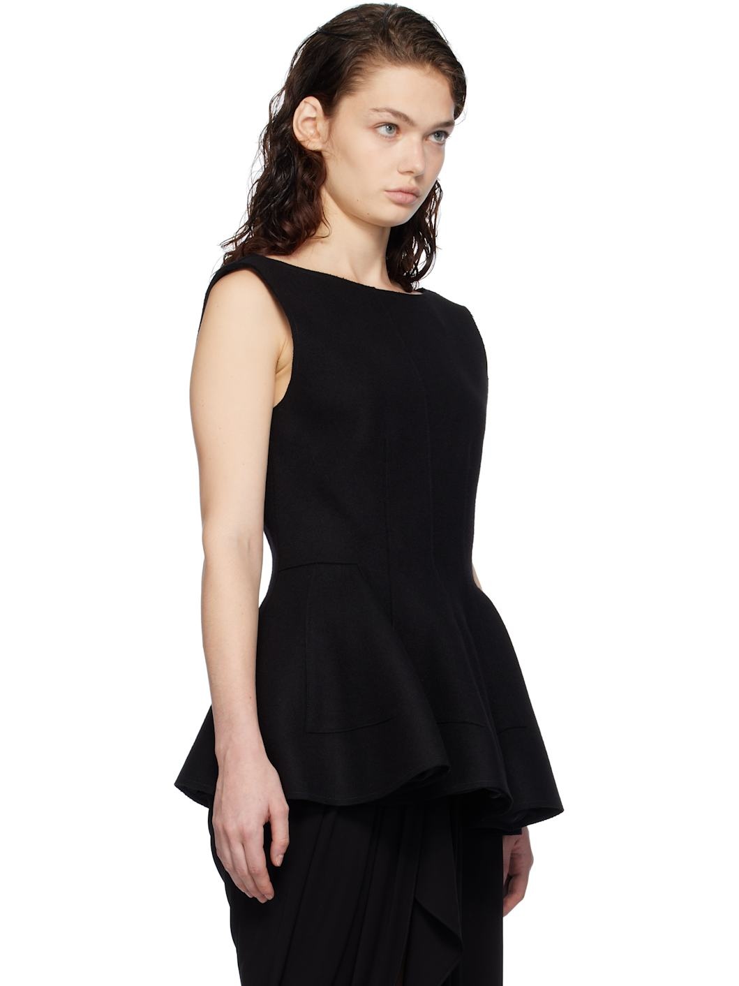 Black Peplum Blouse - 2