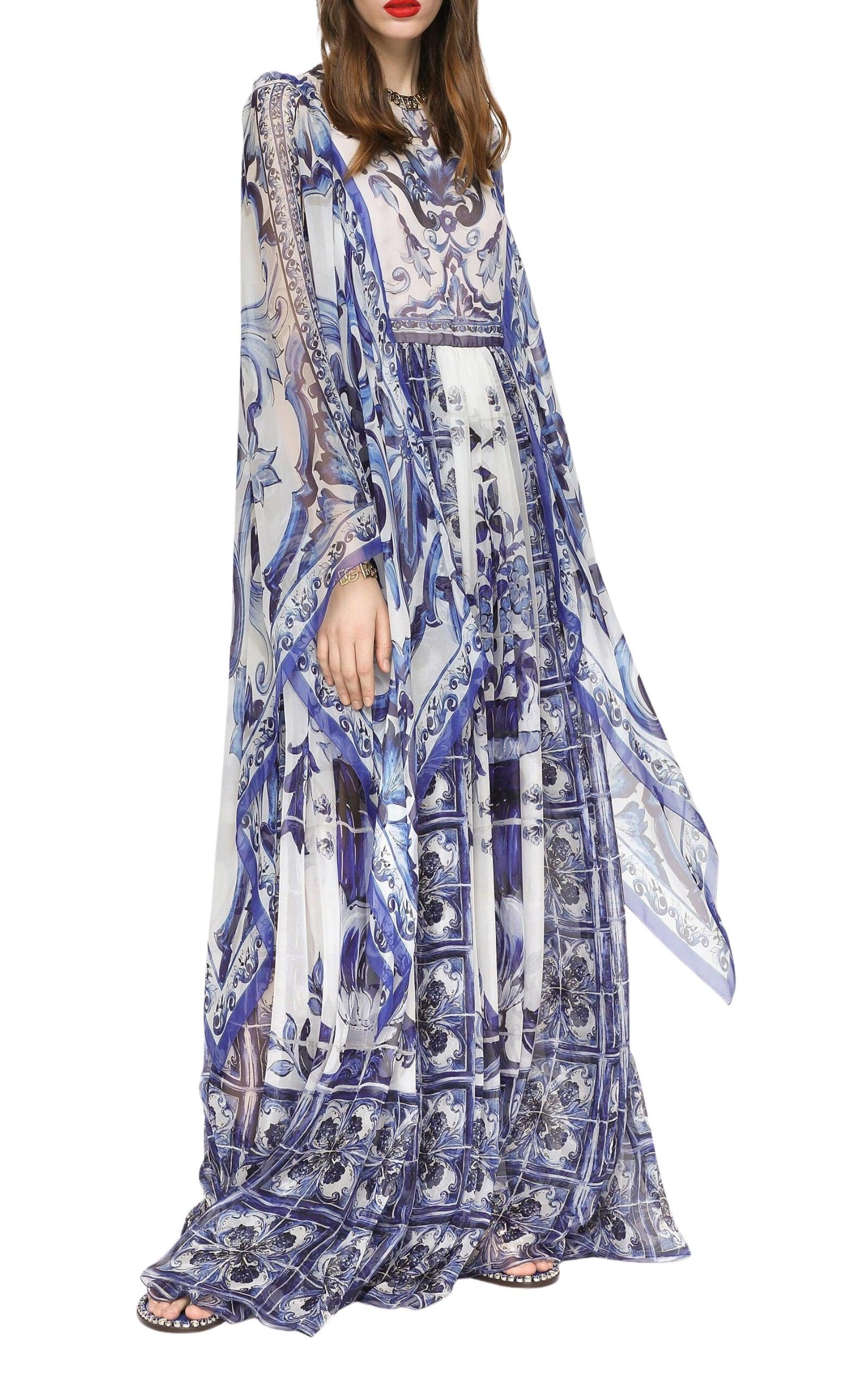 Blu Mediterraneo Painterly Chiffon Kimono Dress - 3