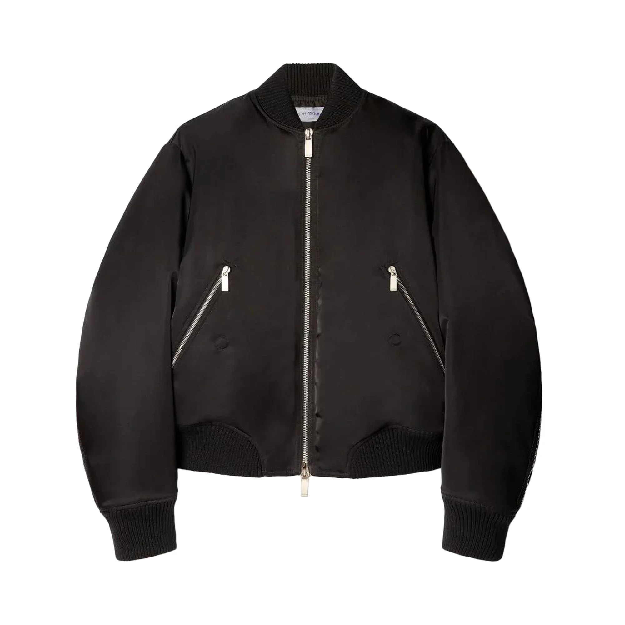 Off-White Arrow Embroidered Bomber Jacket 'Black' - 1