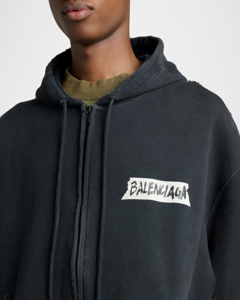Men's Masking Tape Oversized-Fit Faded Fleece Full-Zip Hoodie 5