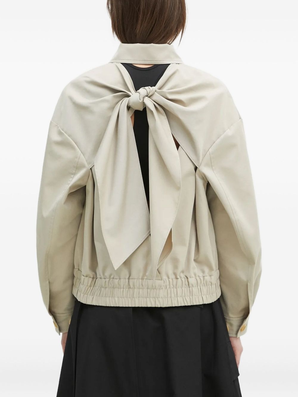 tie-back zip-front jacket - 3