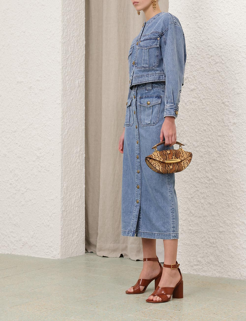 Denim Cropped Jacket - 3