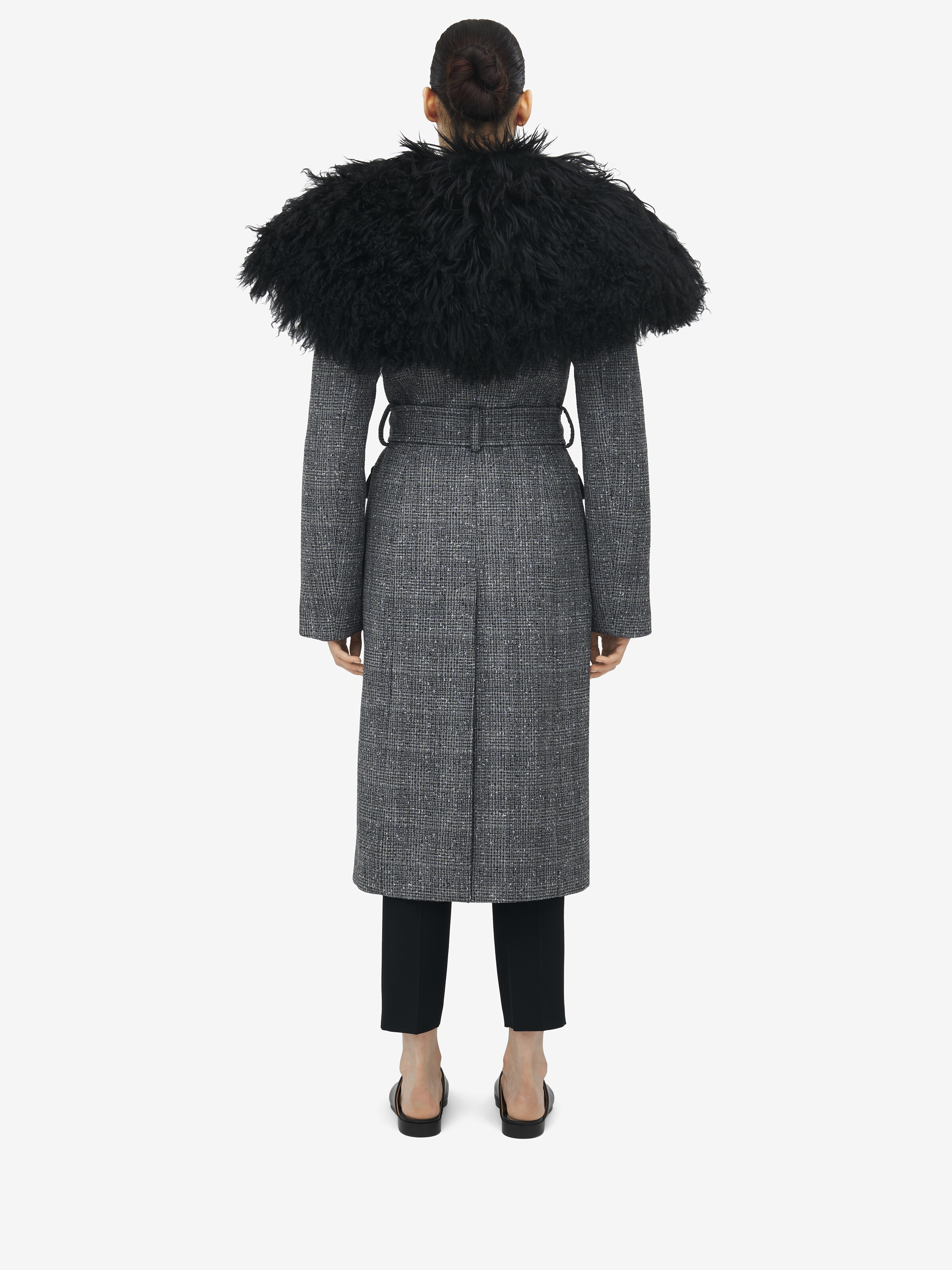 Oversized Shearling Cape Coat - 3