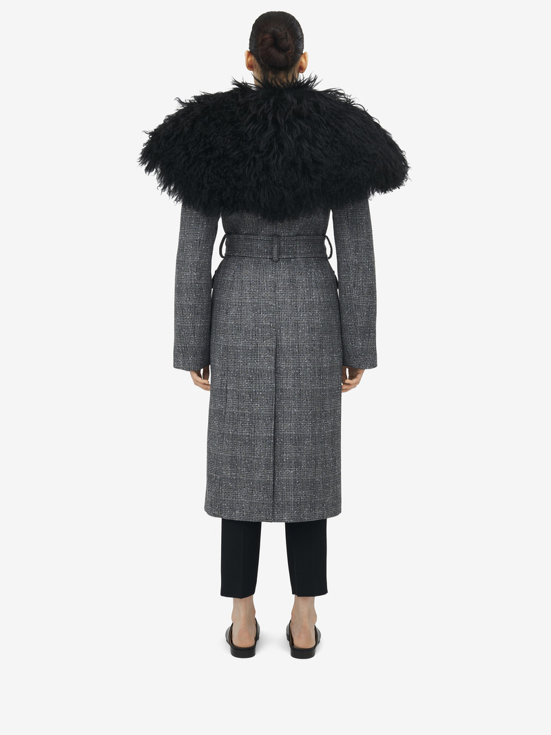 Oversized Shearling Cape Coat 3