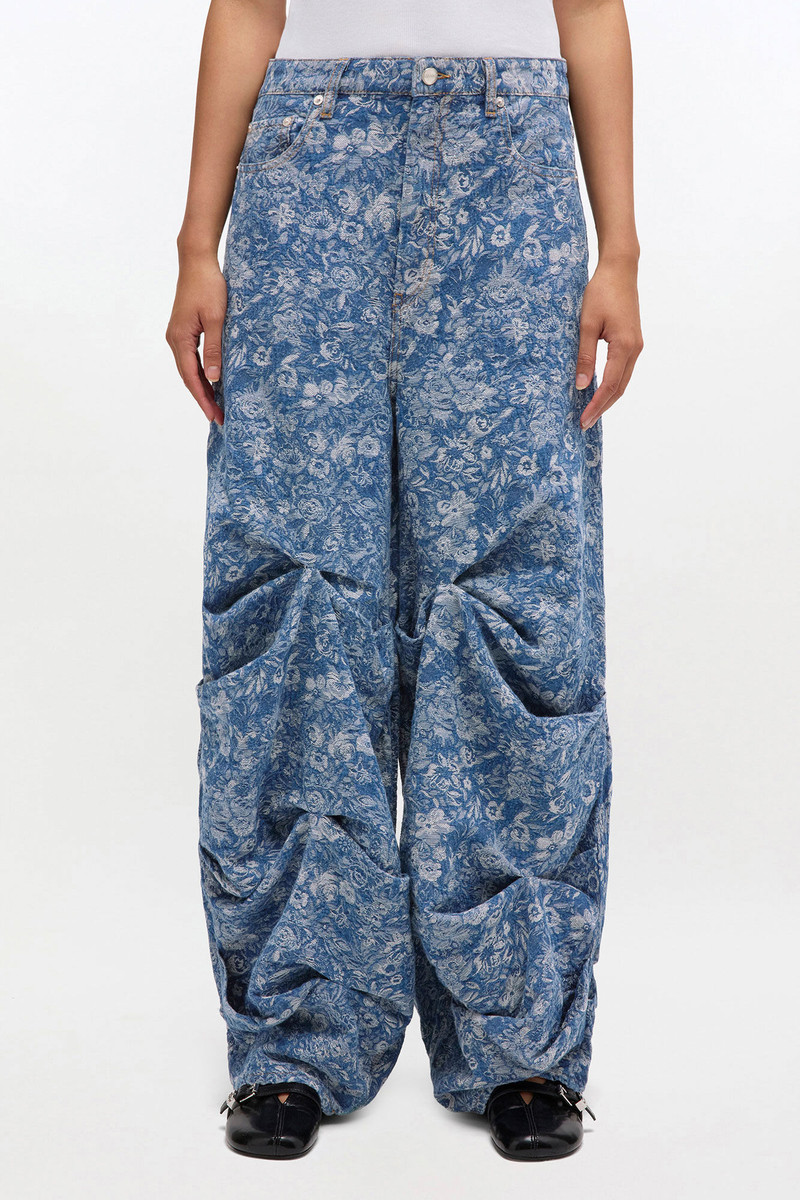 BLUE TAPESTRY DRAPED JEANS 3
