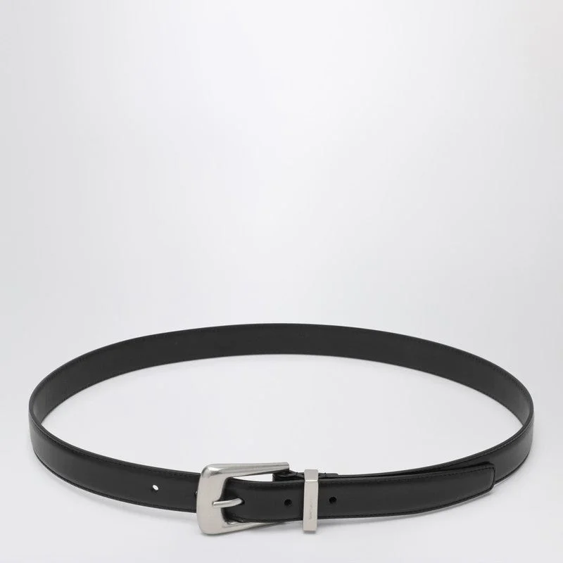 Saint Laurent Smooth Black Leather Folk Belt Men - 1