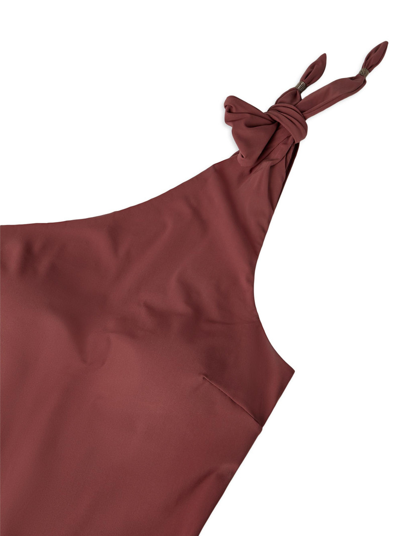 Women's Techno Jersey Bathing Suit with Monili - Bordeaux 3