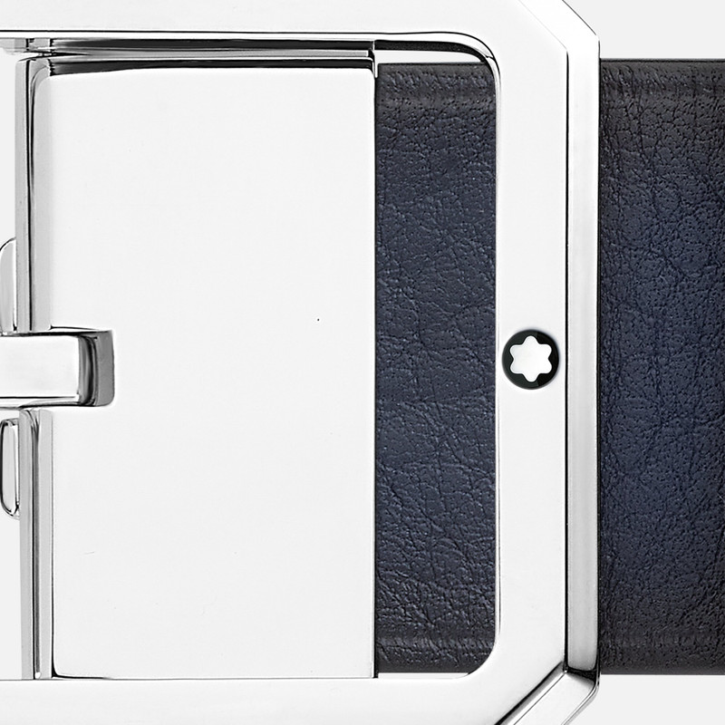 Blue/black 35 mm reversible leather belt 4