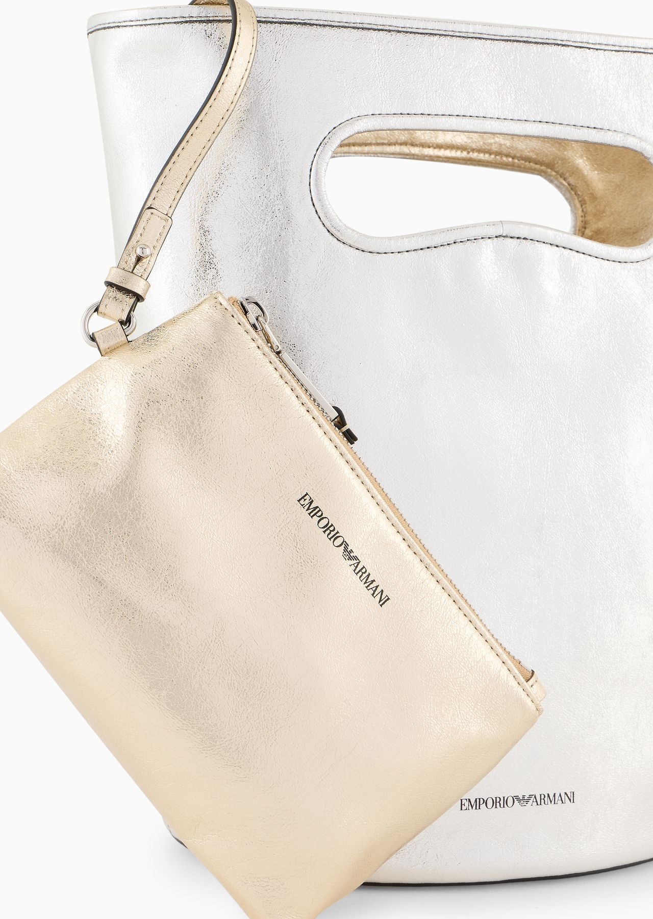 Crinkled-effect lamé bucket shoulder bag - 6