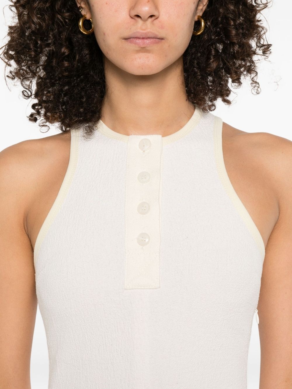 button-front ribbed mini dress - 5