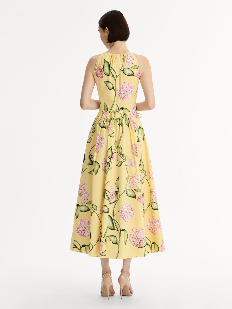 PORCELAIN FLOWER COTTON POPLIN PLEATED DRESS 3