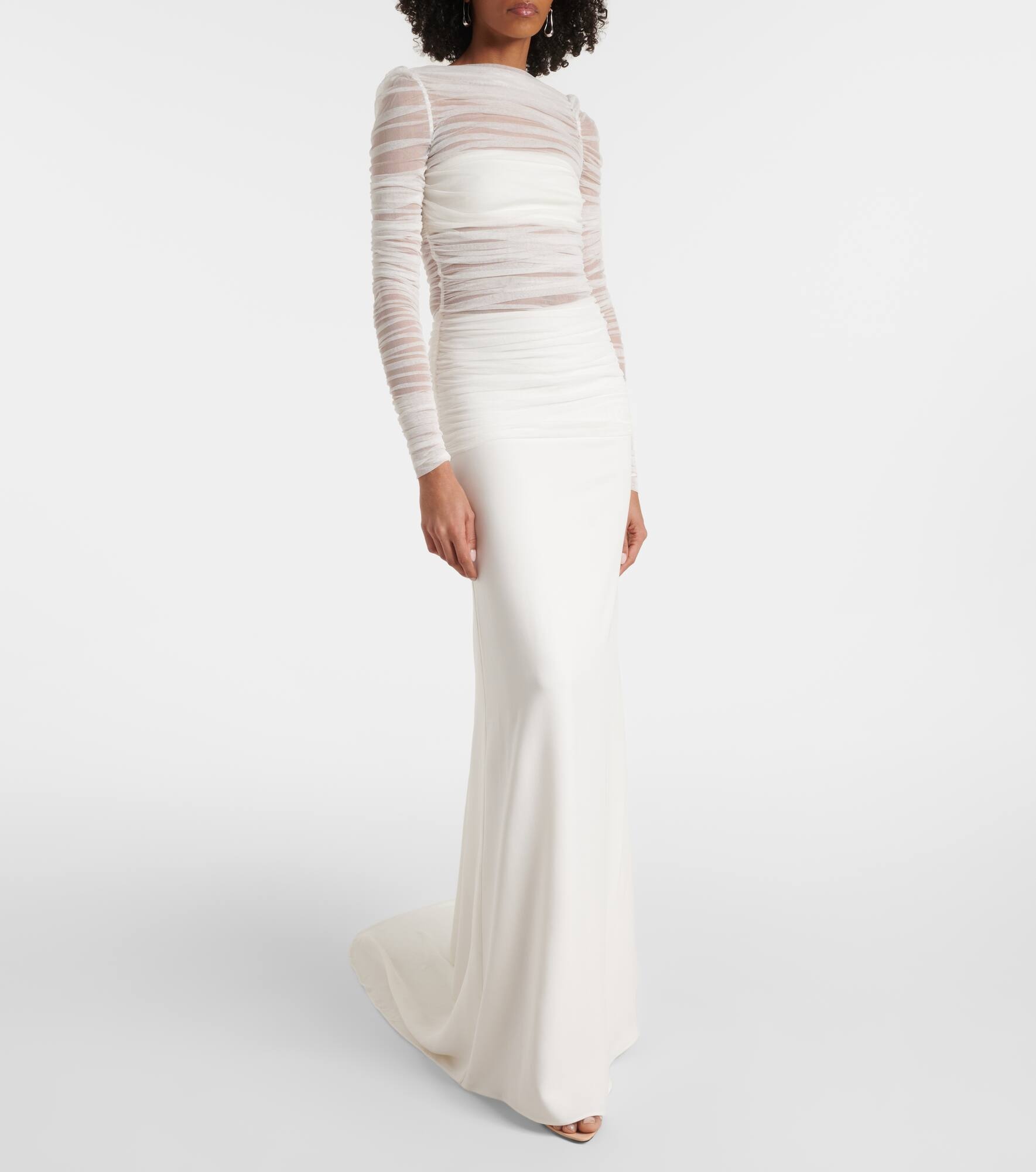Bridal veiled silk tulle gown - 2