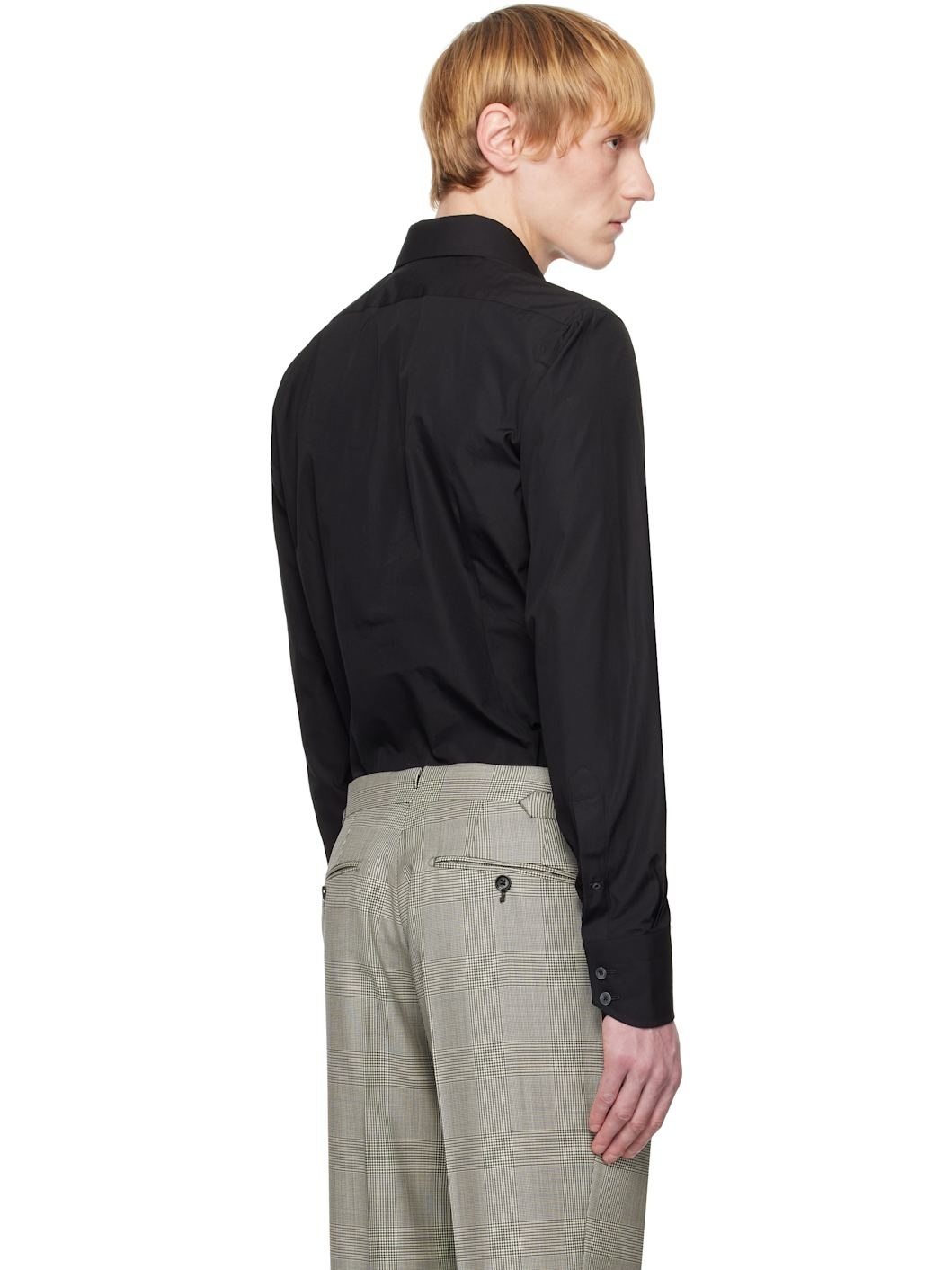 Black Poplin Slim Fit Shirt - 3