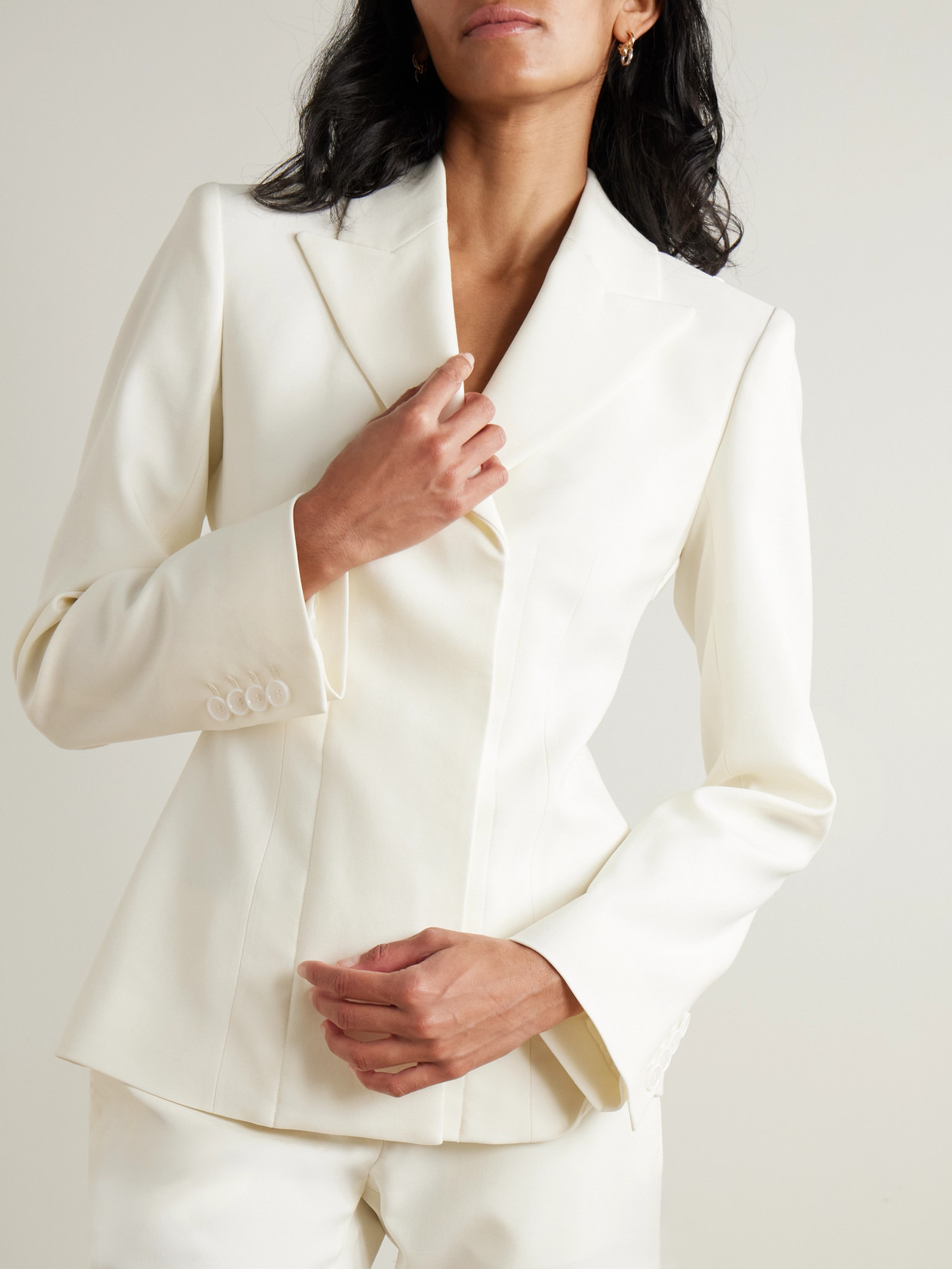 Satin-trimmed Wool-blend Twill Blazer - 4